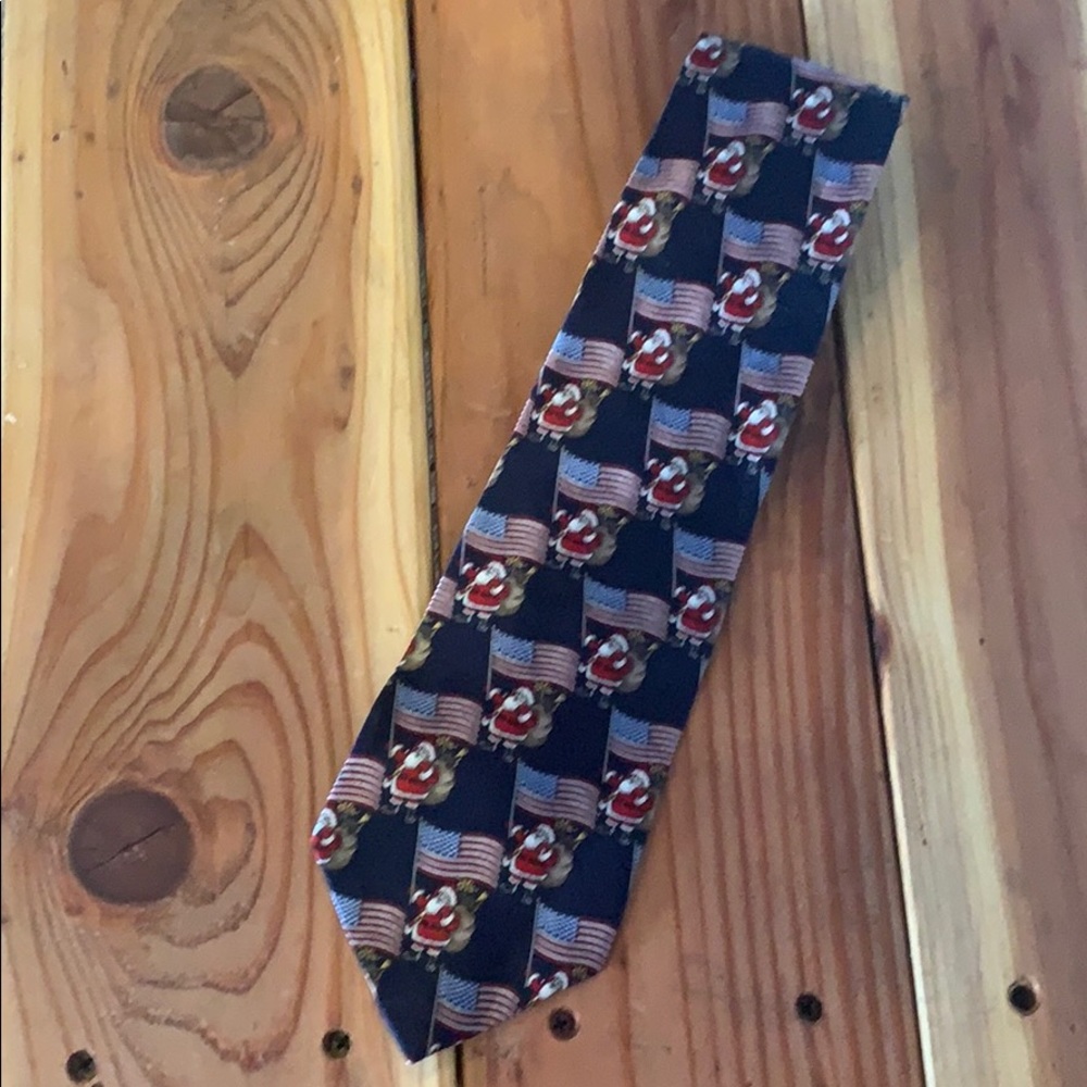 American flag Santa Tie 100% Silk Made in USA